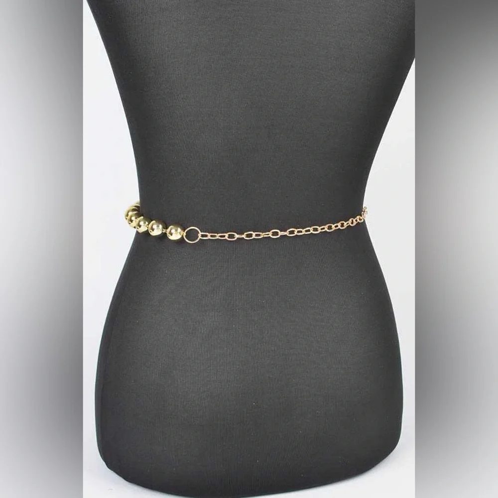 Chunky Metal Chain Adjustable Waist Statement Belt